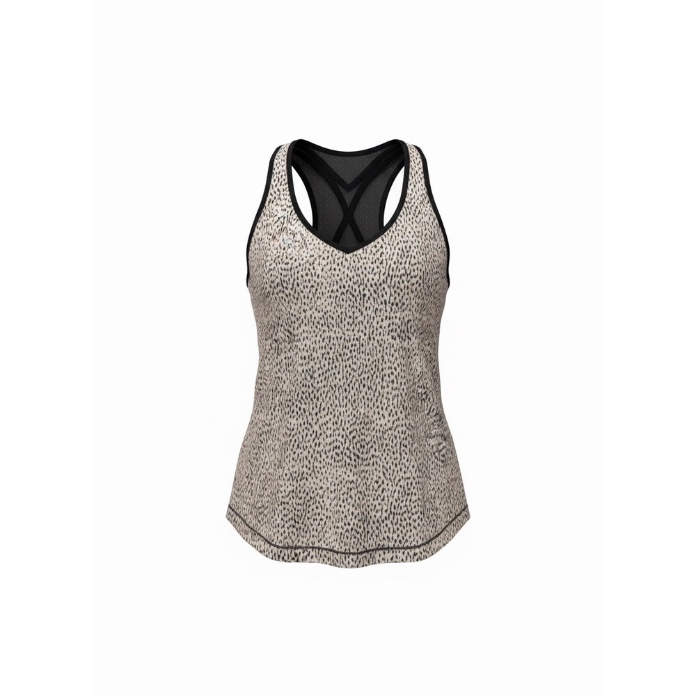 Lululemon Dance To Yoga Tank Dottie Dash Grain Black Strappy Mesh, Womens Size 6